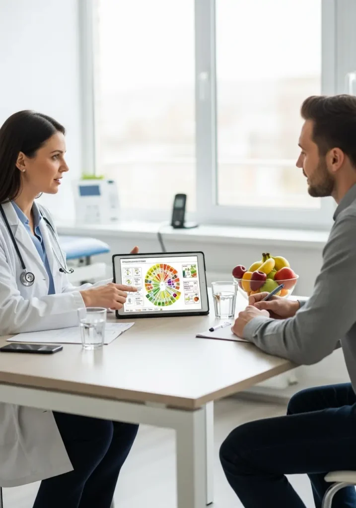 Пацієнт на консультації у лікаря про спеціальне харчування