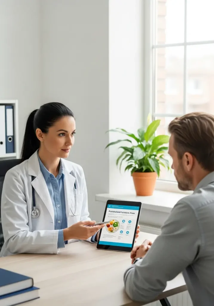 Лікар консультує пацієнта про те, що білок — ключ до відновлення