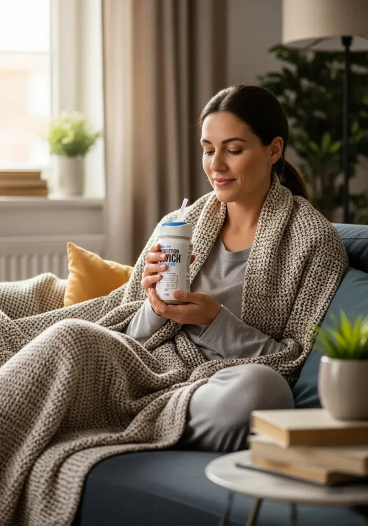 Девушка принимает белок в питьевой форме