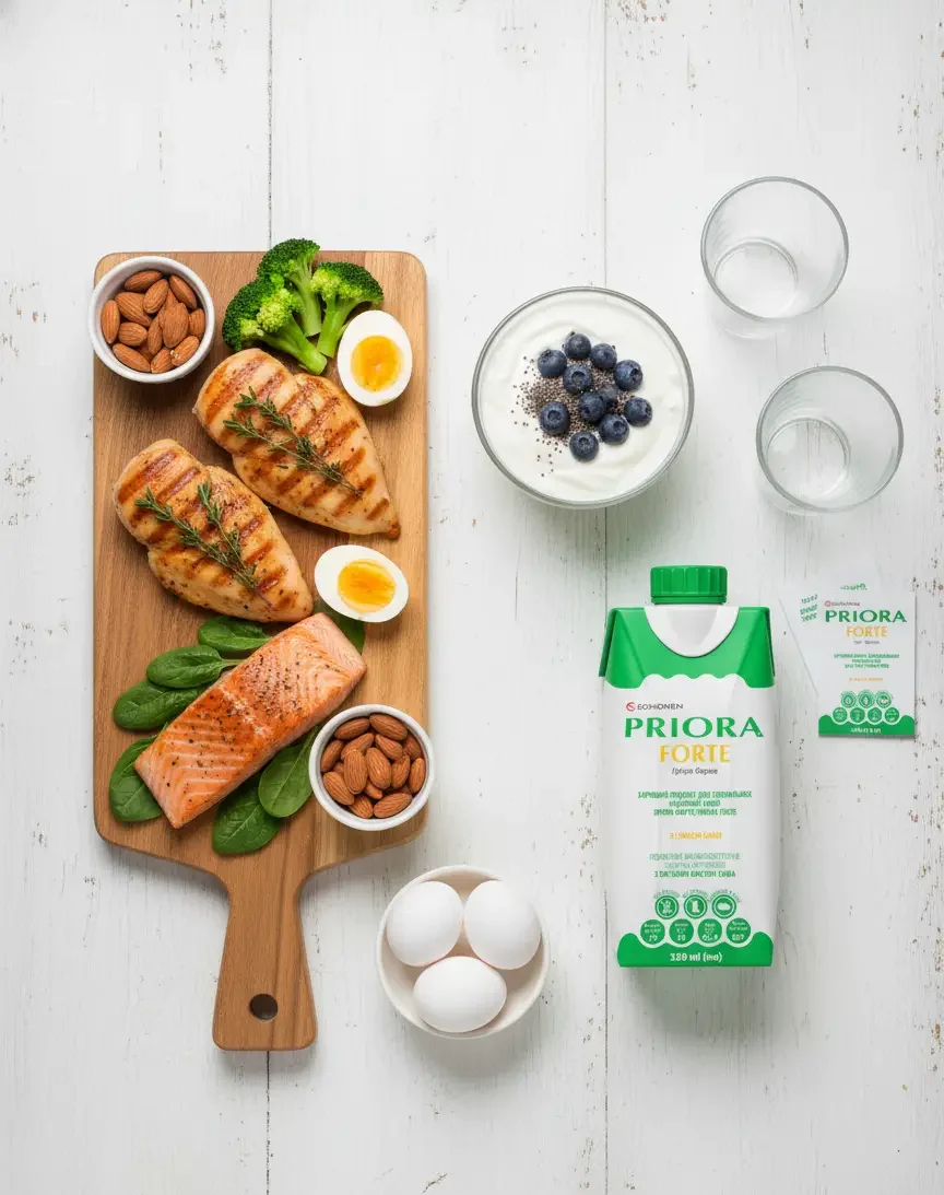 Белок в продуктах питания и в Priora